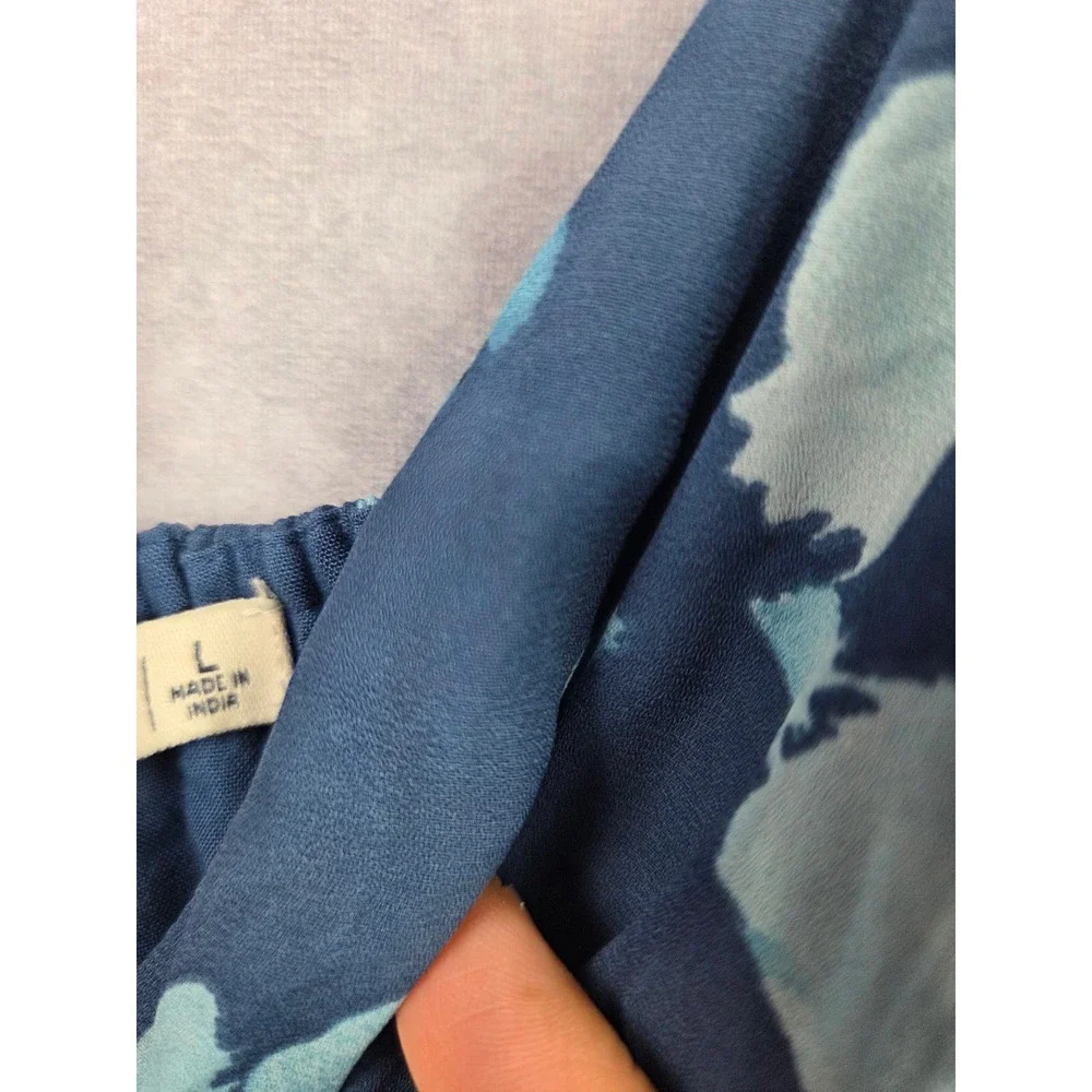 Abercrombie & Fitch Blue Floral Petal V-Neck Tiered Maxi Dress Large L